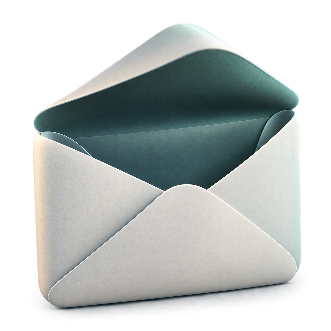 A softly sculpted open envelope representing the calm Lullbox inbox